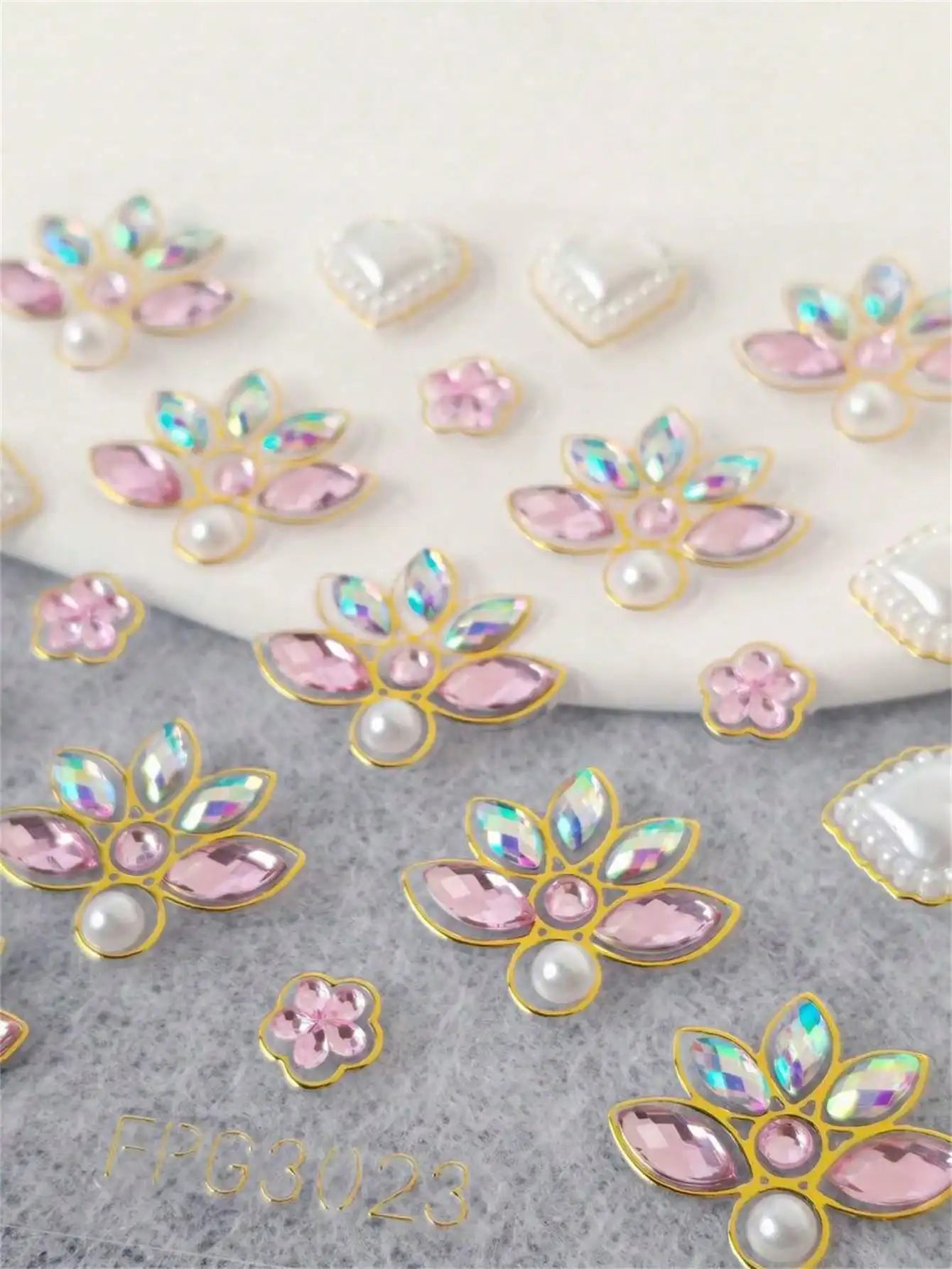 1 Sheet 3D Bling Face Rhinestone Sticker Blue Acrylic Gem Gold Qme