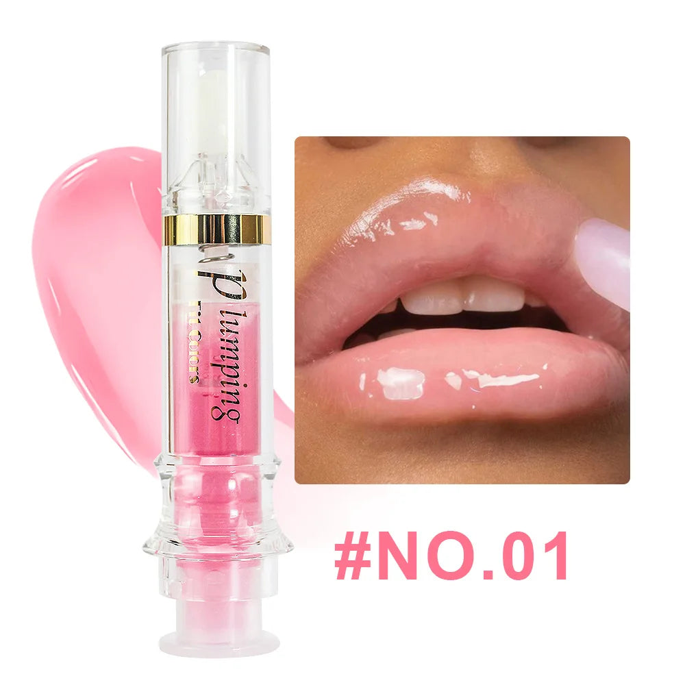 Shine Crystal Volume Lip Oil Plumping Pearl Gloss Pink Blue Hydrating Transparent Jelly Lip Gloss Serum Lip Care Makeup Cosmetic Qme 01