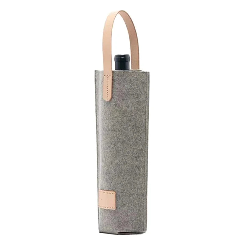 Wine Bag Felt Single Bottle Insulated Tote Carrier Padded Cooler Qme Gray
