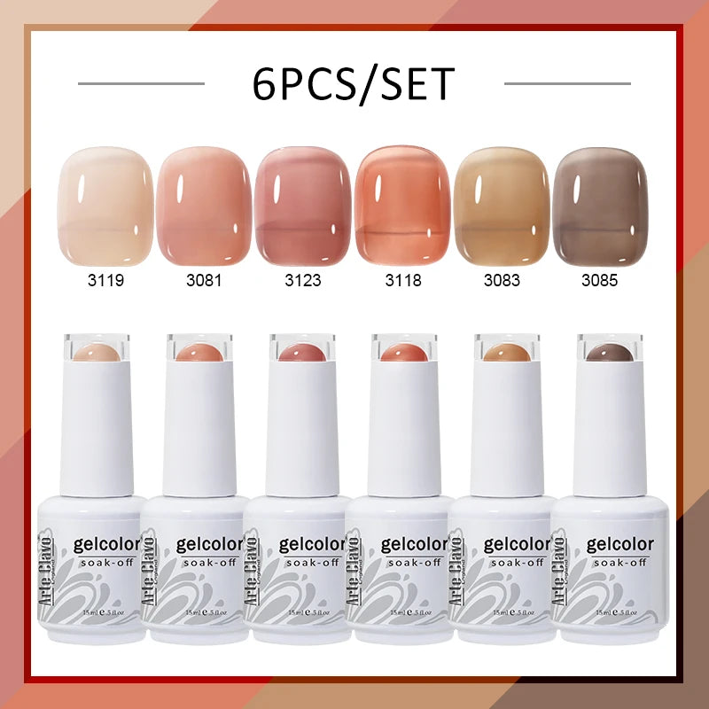 Arte Clavo 4 6 8 Gel Nail Polish Art Soak Off UV Colorful Semi