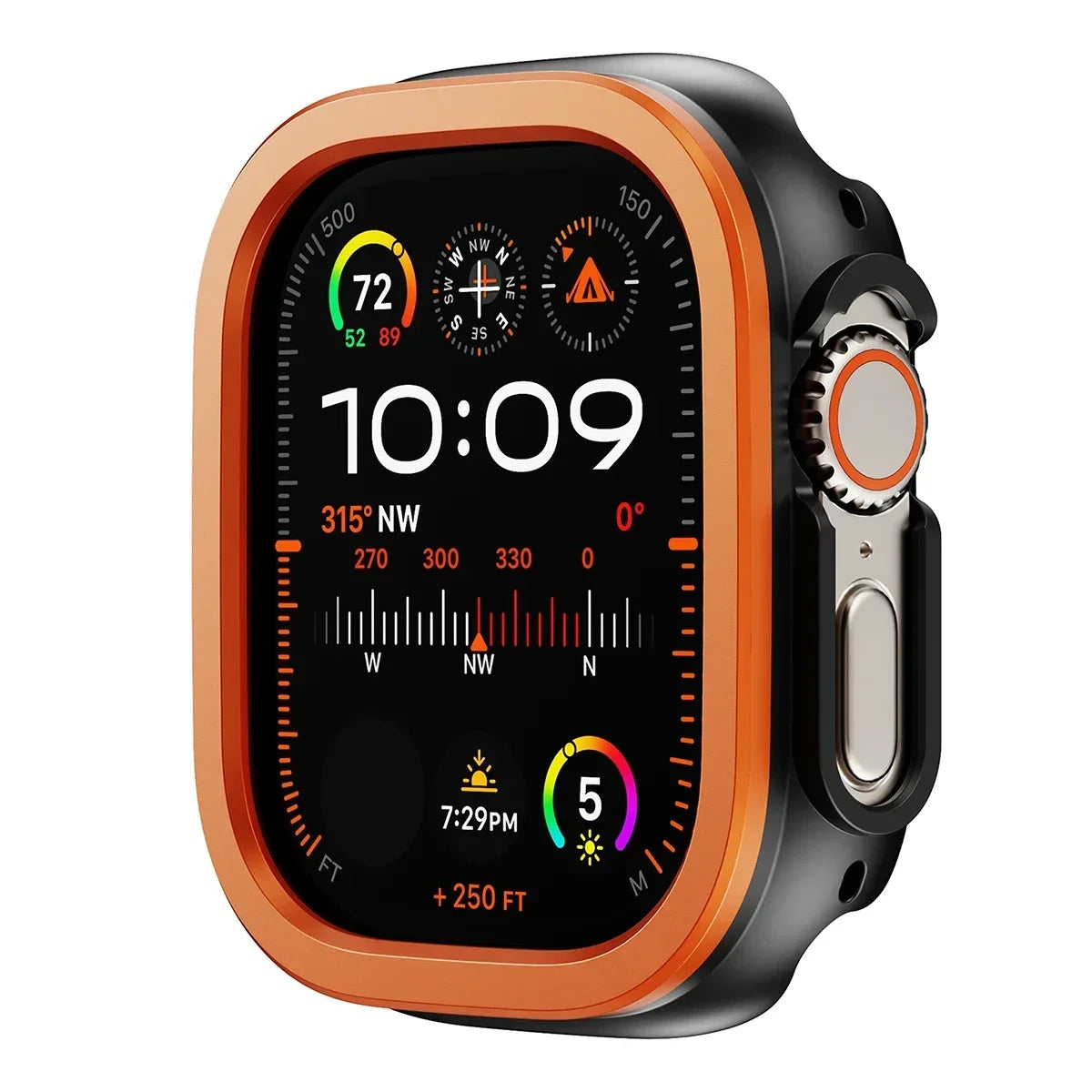 Aluminum Alloy metal +TPU Case For Apple Watch Ultra 49 45 41mm Bumper Frame Housing Protector for iWatch Series SE 9 8 Ultra 7 Qme Orange 49mm For Ultra