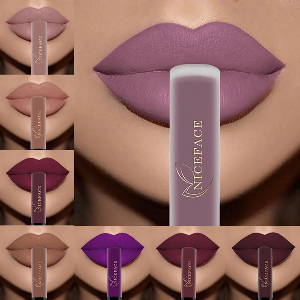 Nude Liquid Lipstick Ultra Matte Velvet Long Lasting Women Beauty Red Nonstick Cup Waterproof Purple Lip Gloss Lips Cosmetics Qme