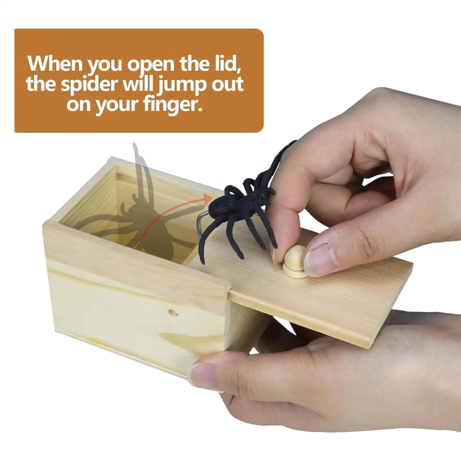 Spider Box Scary Home Decor Fake Spider Jump Rubber Animal Prank Toys for Coworkers Kids Holiday Party Birthday Fool's Day Qme Default Title