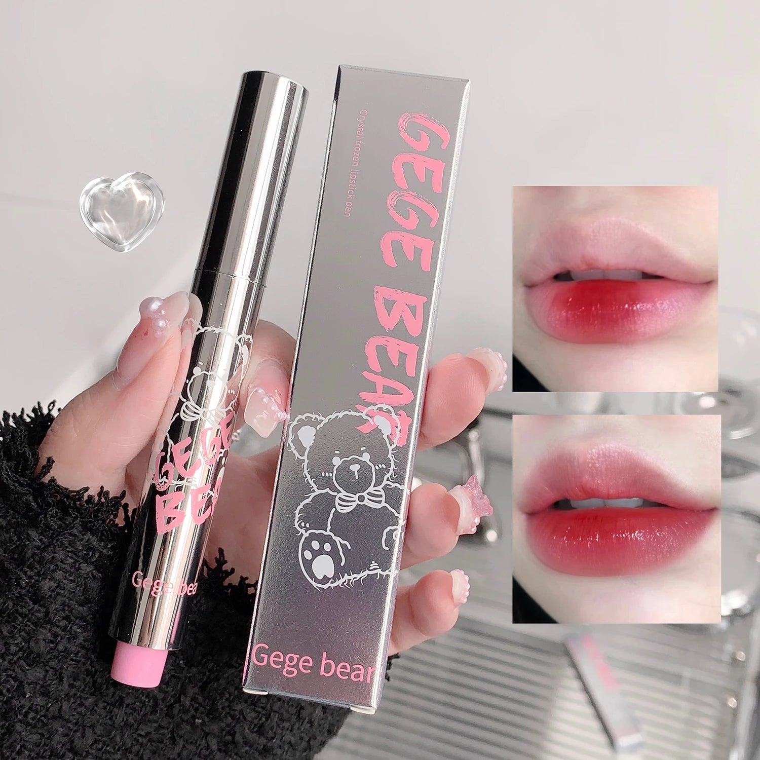 Gege Bear Translucent Crystal Jelly Lipstick Pen Moisturizing Water Qme
