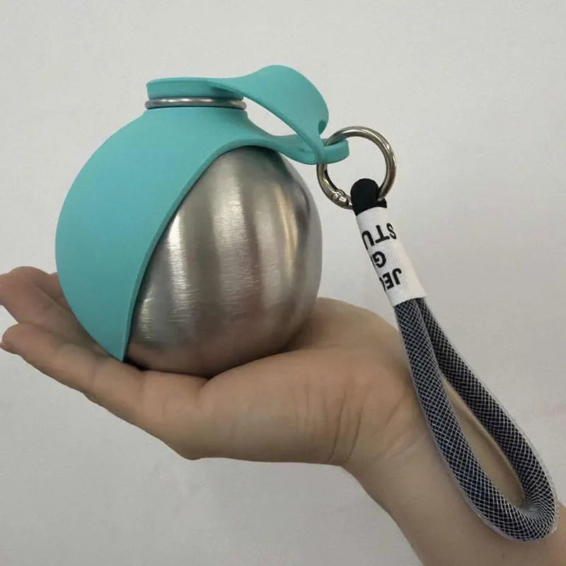 Foldable Water Kettle Round Cup Spherical Pet Bottle Dogs Cats Qme Blue