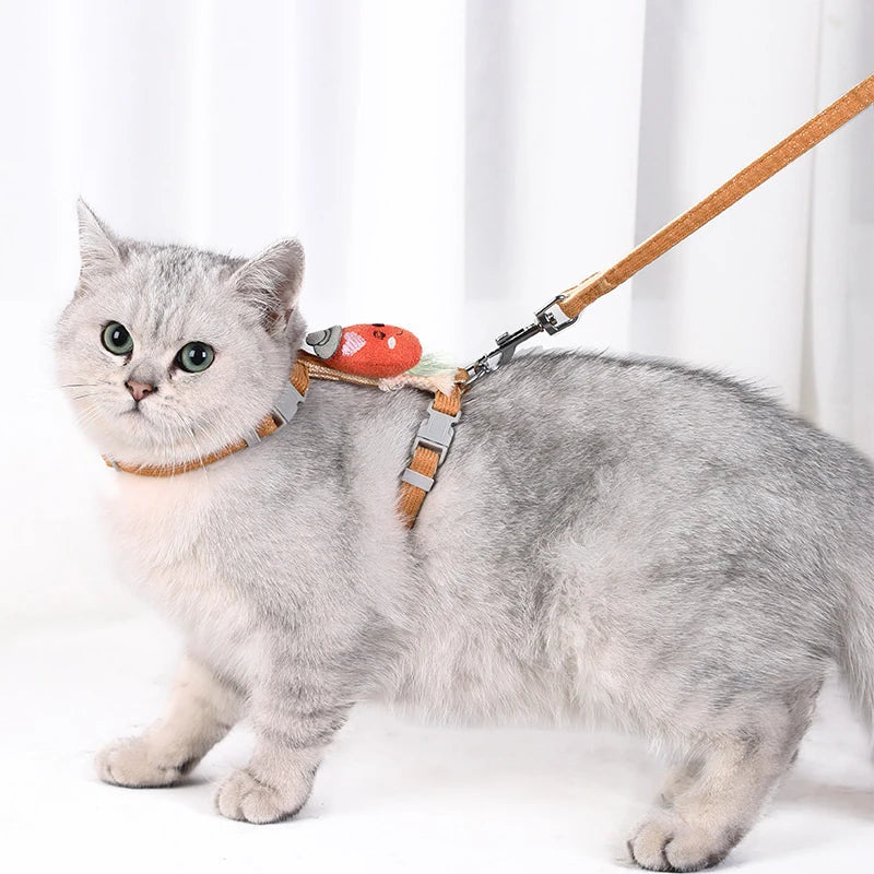 Kitten Harness Pet Traction Supplies Collar Small Cat Outdoor Leash Qme