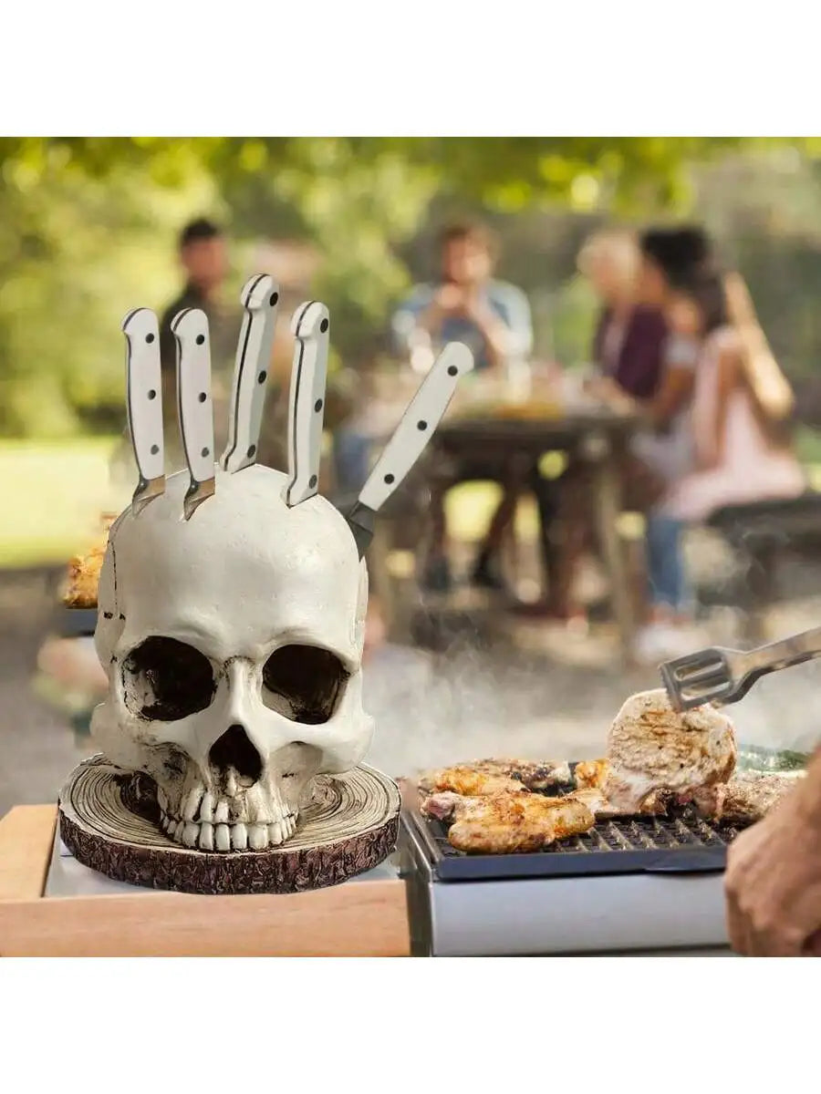 Horror Skull Knife Holder Used Kitchen Storage Decoration Ornaments Qme