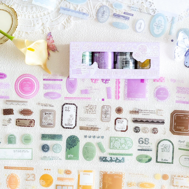 2m/4Rolls Cartoon Label Die cutting Tape Cute Literary INS Style Journal Handbook Tapes Creative DIY Dairy Collage Stationery Qme