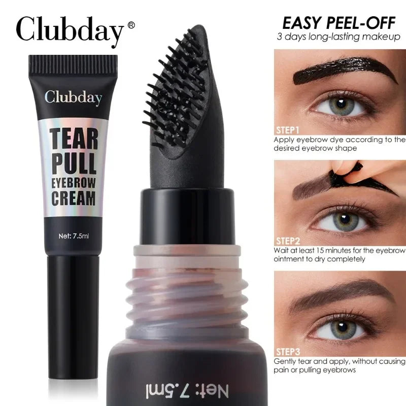 Easy Peel-off Eyebrow Tint Cream Natural Long Lasting Brows Tattoo Waterproof Non-smudging Gel Big Brush Head Liquid Eyebrow Dye Qme