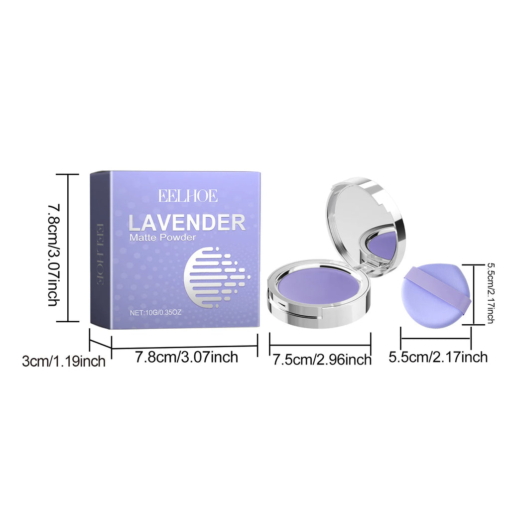 Lavender Matte Powder Oil Control Setting Powder Waterproof Smoothing Makeup Foundation Powder with Puff Loose Setting Powder Qme