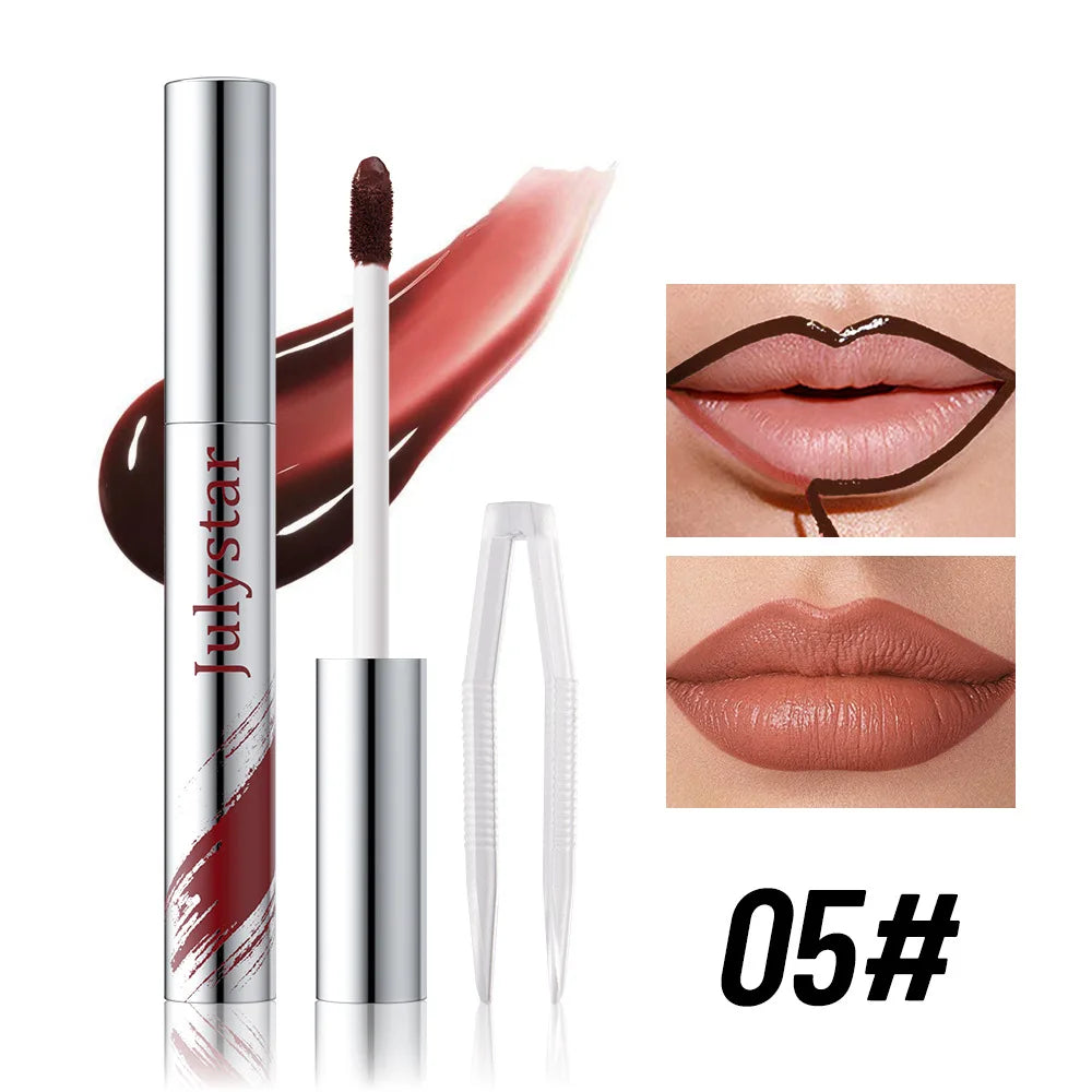 5 Color Liquid Peel-off Lip Liner Stain Waterproof Pink Brown Lip Contouring Tattoo Pigment Transfer Resistant Lip Gloss Tint Qme 05