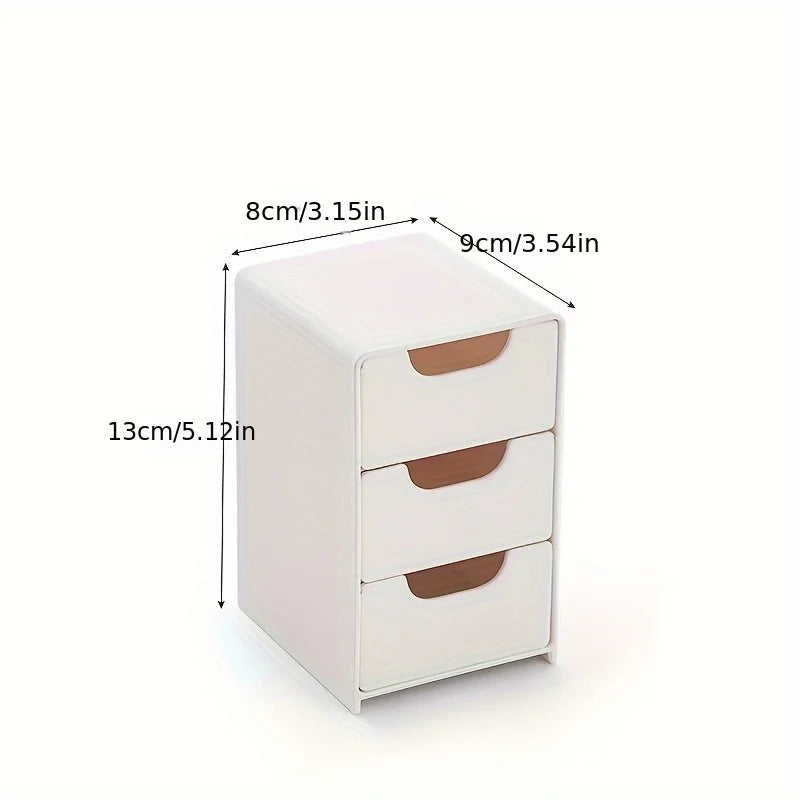 Three-Tier Desk Organizer - Office Supplies, Jewelry & Makeup Organizer - Portable, Floor Mount, Portable Organizer, Qme White