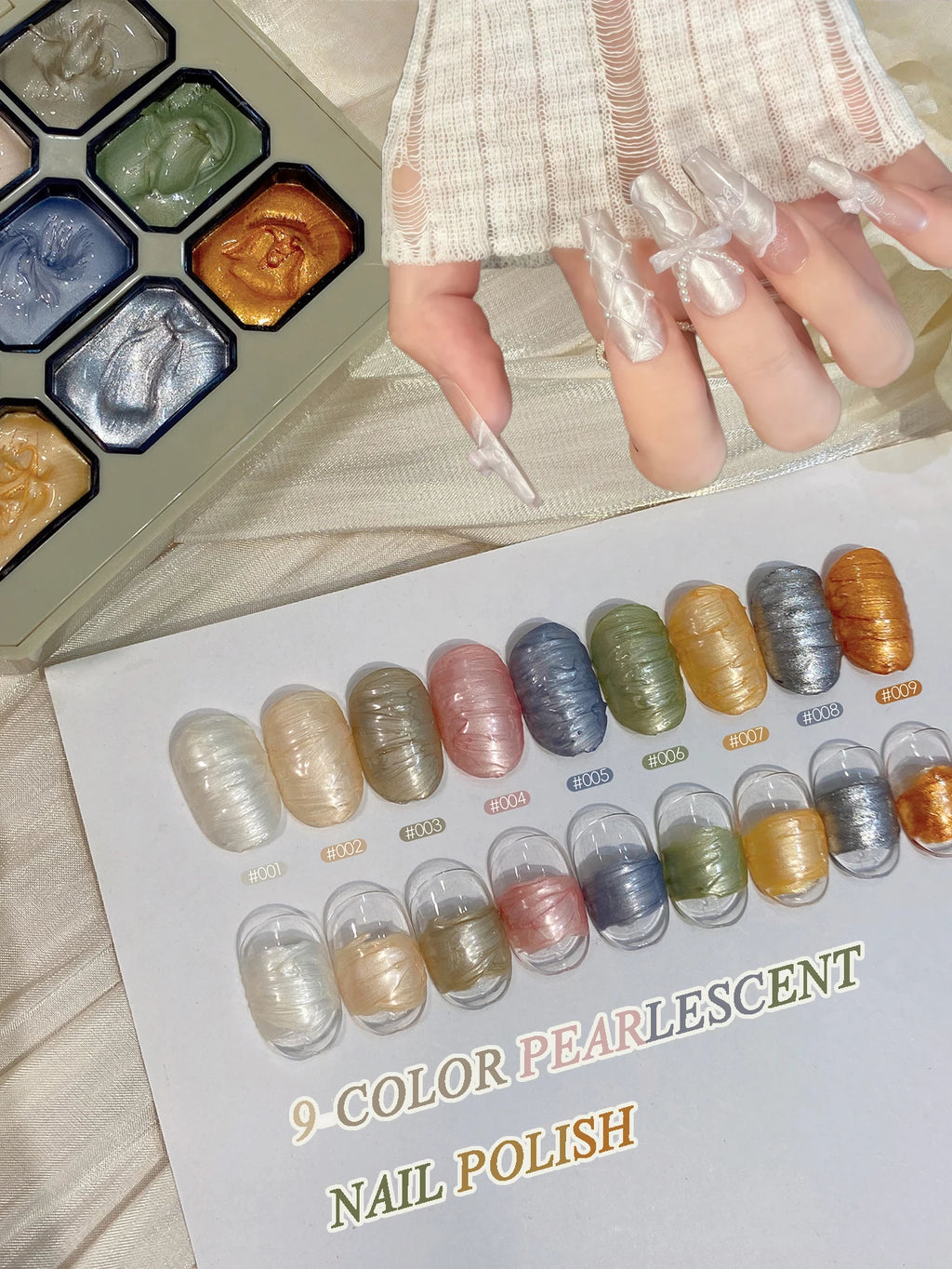 9 Colors Pearlescent Solid Nail Polish DIY Art Charm Can Be Used Qme