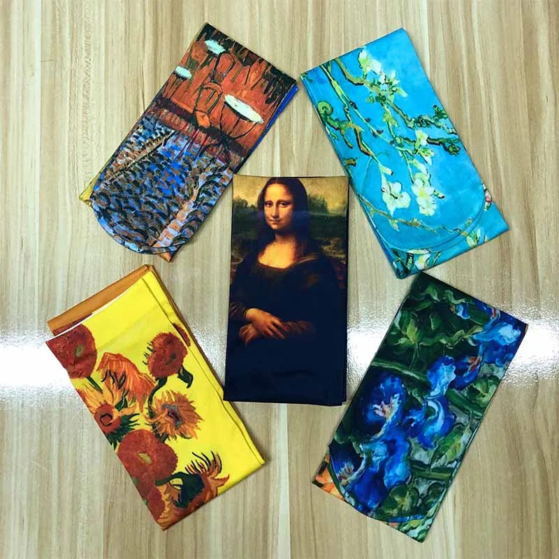 Van Gogh Retro Oil Painting Thigh Stockings Starry Sky Sunflower Qme