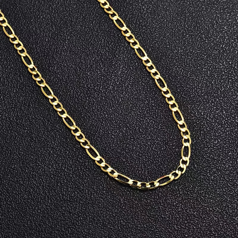 Luxury Brand 20-60CM 18K Gold Filled Beautiful 4MM Necklaces Sideways Chain for Men Woman Fine Jewelry Wedding Accessories Party Qme