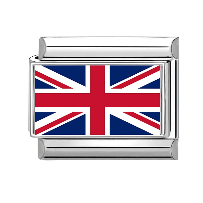 2025 Fashion Photo Italian Charm Bracelet 9mm Diy Color National Flag Series of Each Country Mexico,America,Britain,Italy,Israel Qme Style 18