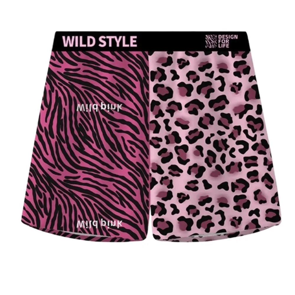 Loose Leopard Beach Shorts High Waist Underpants Men's Sleep Bottoms Sweatshorts Pajamas Baggy Bloomers Shorts Pants Qme XL Style A
