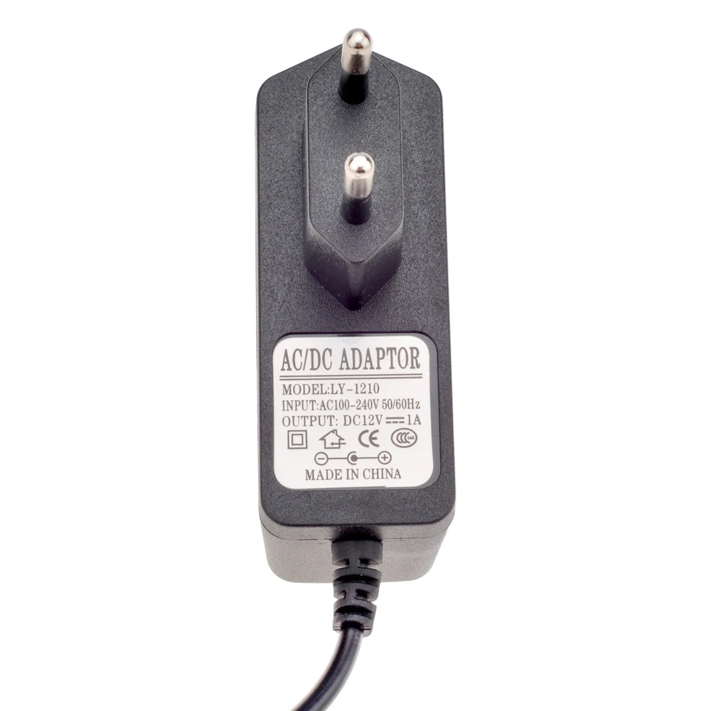 ESCAM EU AU UK US Plug Type 12V 1A 5.5mm x 2.1mm Power Supply AC 100-240V To DC Adapter For CCTV Camera / IP Qme