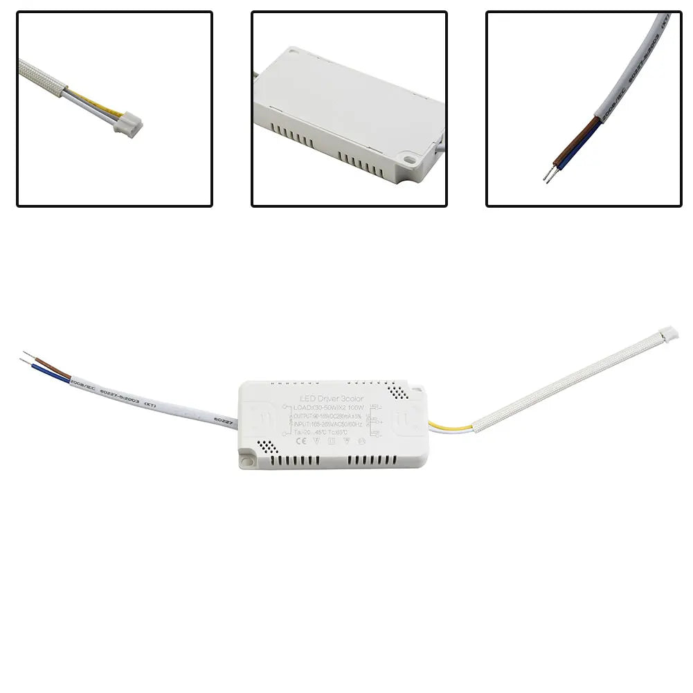 LED Driver 3color Adapter For LED Lighting Non-Isolating Transformer AC165-265V 8-24W 20-40W 30-50W 40-60W 50-70W LED Driver Qme