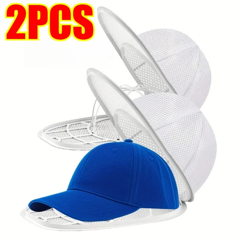 Hat Washer Portable Multifunctional Baseball Cap Cleaner Washing Hat Cage Protector Hat Shaper for Washing Machine Organizer Qme 2PCS-White