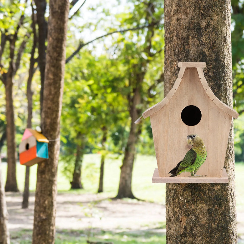 Bird Breeding Box Bird Supplies Wood Bird House Breeding Box Hanging Bird House Pet Supplies for Parrots Budgerigar Small Birds Qme