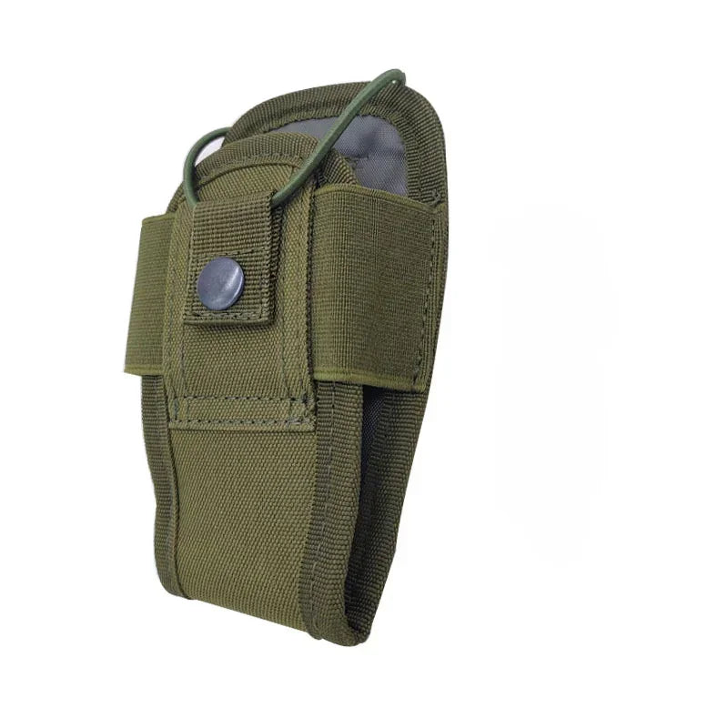Portable Radio Walkie Talkie Holster, 1000D Tactical Molle Waist Bag Holder Pocket, Carry Bag for Hunting Camping Qme green