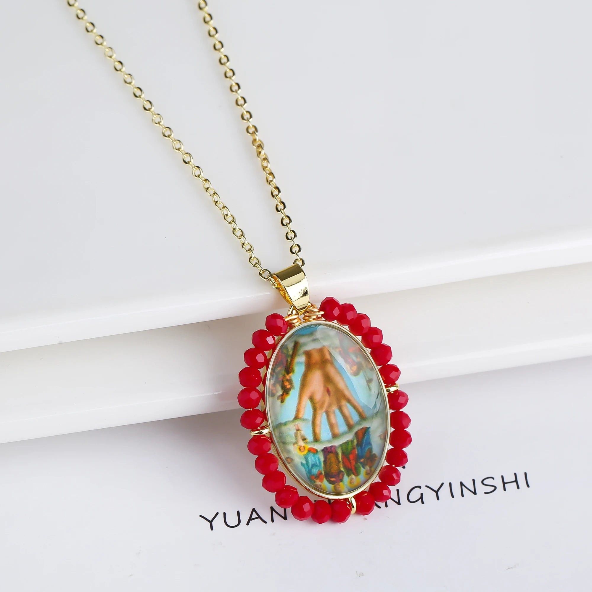 New Creative Crystal Religious Figures Photo Pendant Necklace Personalized For Women Men Copper Neck Jewelry Holiday Gifts Qme 3