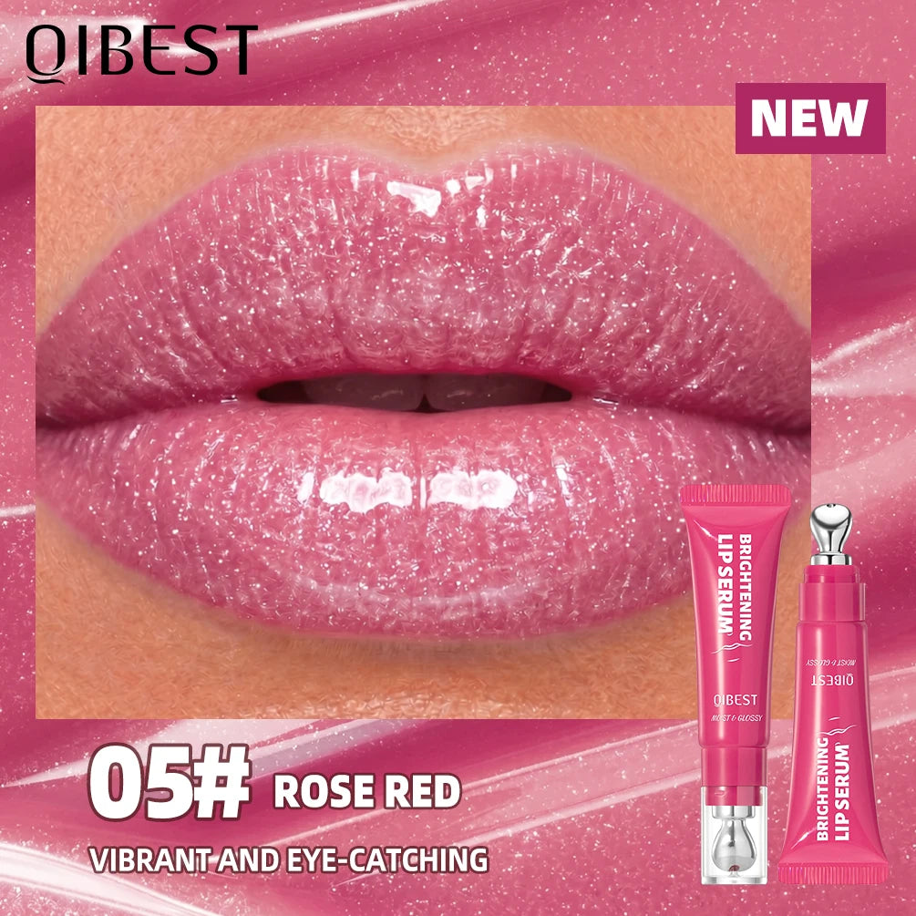 QIBEST Mirror Pearl Watery Crystal Jelly Lipgloss Lasting Moisturizing Lipstick Shine Glitter Lip Glaze Non Stick Cup Lip Makeup Qme 05