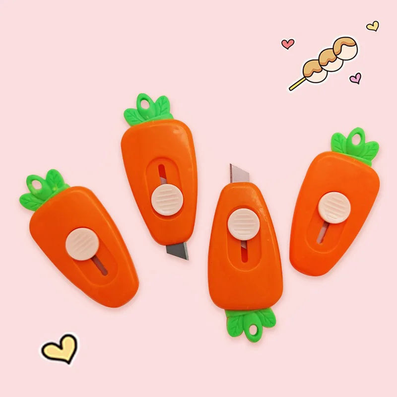 Lytwtw's Kawaii Mini Pocket Carrot INS Utility Knife Box Knife Paper Cutter Craft Wrapping Stationery Qme