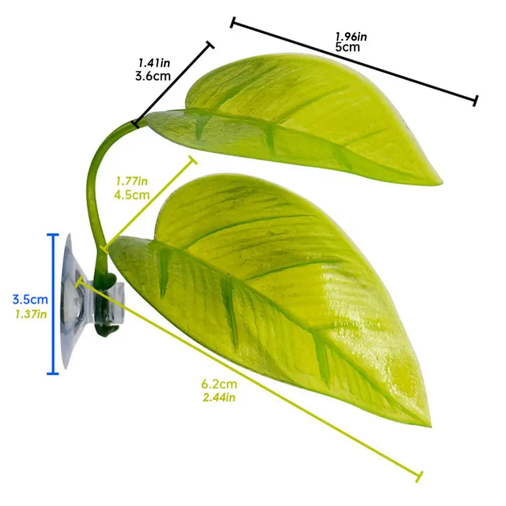 Aquarium bucket fish leaf with suction cup simulation water grass decoration leaves artificial lightweight fish leaf hammock Qme Green