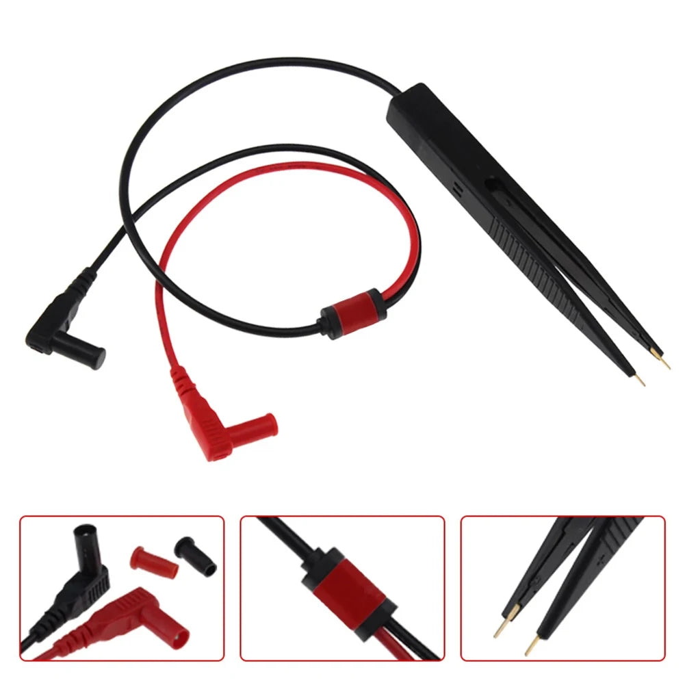 1pc Chip Test Clip Multimeter Probe Tweezers Patch Protective Head For Capacitance Inductance SMD Components Chip Test Clip Qme Default Title