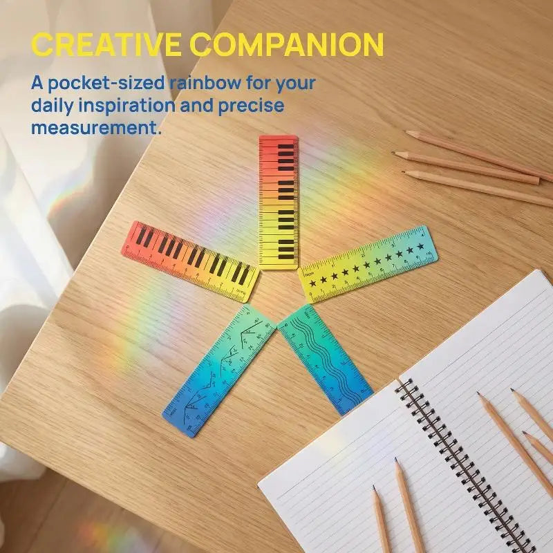 5 10 Colorful Iridescent Cartoon Palm Ruler Mini Straight Student Qme
