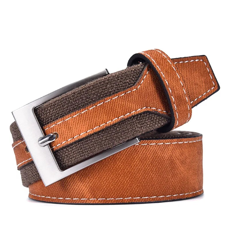 Stylish Canvas Leather Hybrid Belt Men Comfortable Everyday Casual Qme