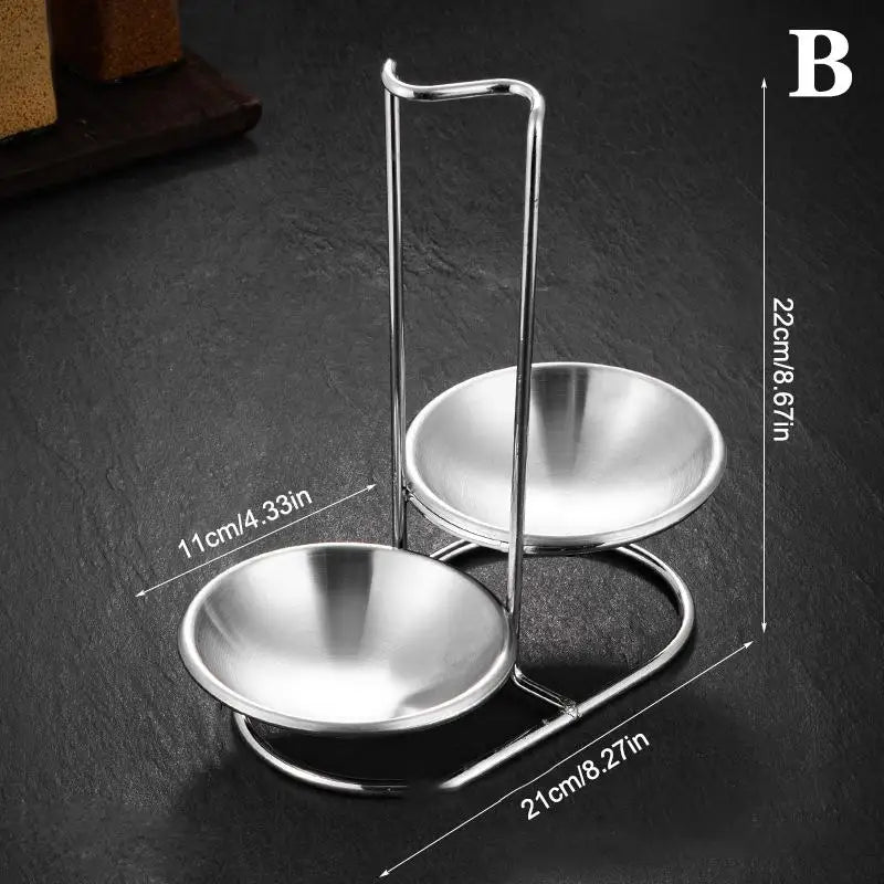 Single Double Ladle Vertical Spoon Utensil Rack Soup Rest Stand Qme B Silver