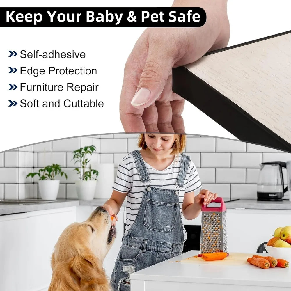 10M U-shaped Edge Banding Table Chair Edge Banding Self-adhesive Scratch Resistant Corner Protection Furniture Decorative Strip Qme