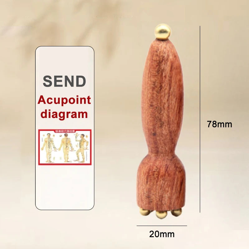 Professional Lotus Seedpod Gua Sha Tool Brass Rosewood Facial Massage Qme B