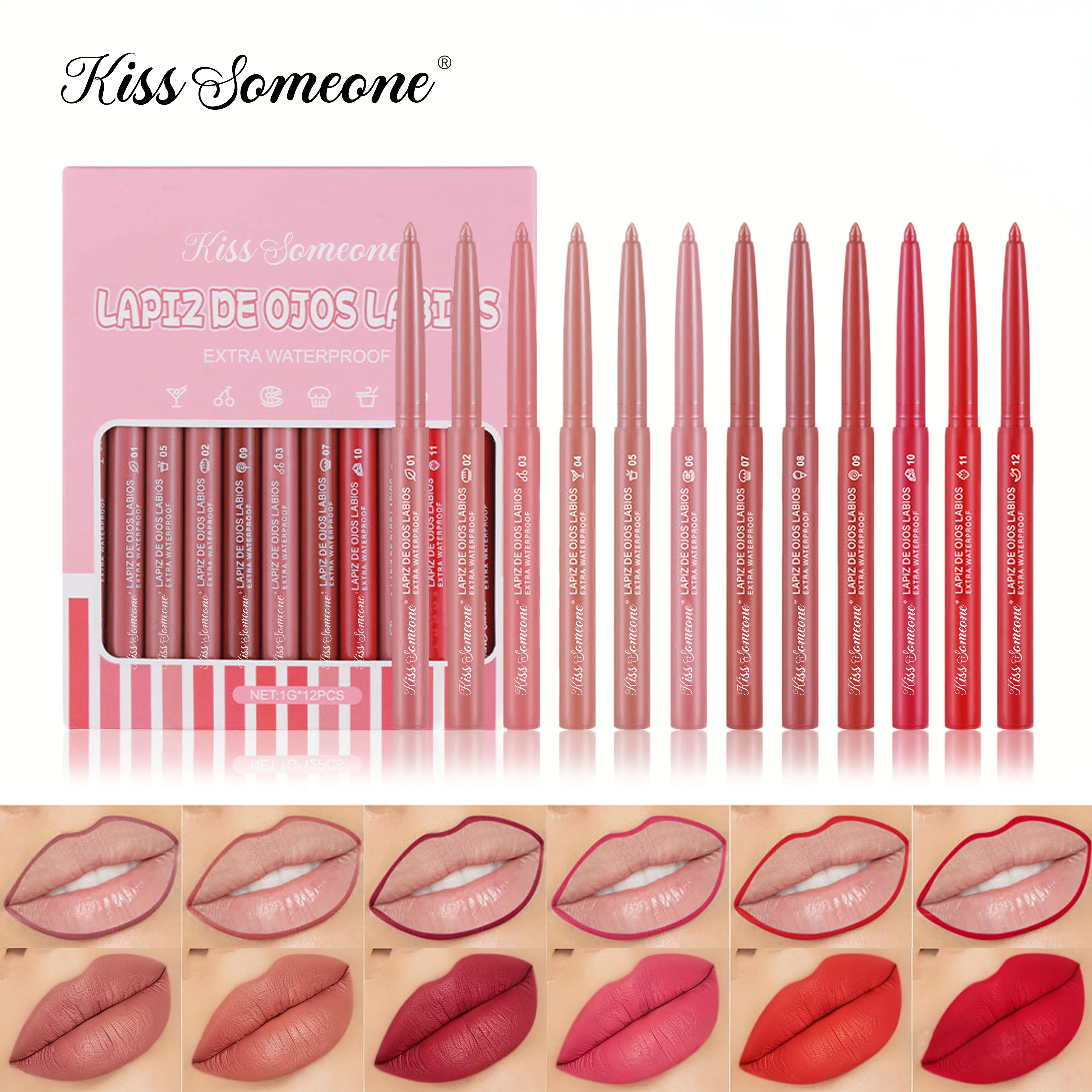 12 Colors Lip Liner Combo, Matte Lipstick Lip Liner Set, long-lasting Lip Pencil Waterproof & Non-Stick Cup, Smooth Texture High Qme 12pcs 12g