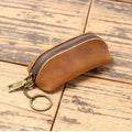 Leather Coin Purse Vintage Zipper Clutch Wallet Retro Credit Card Holder Card Case Key Holder Organizer Pouch Qme Brown
