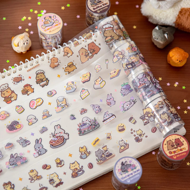 2m/Roll Cartoon Pet Theme Washi Tape Cute Sticker Decorative Collage Adhesive DIY Scrapbooking Hand Made Masking Tape Stationery Qme