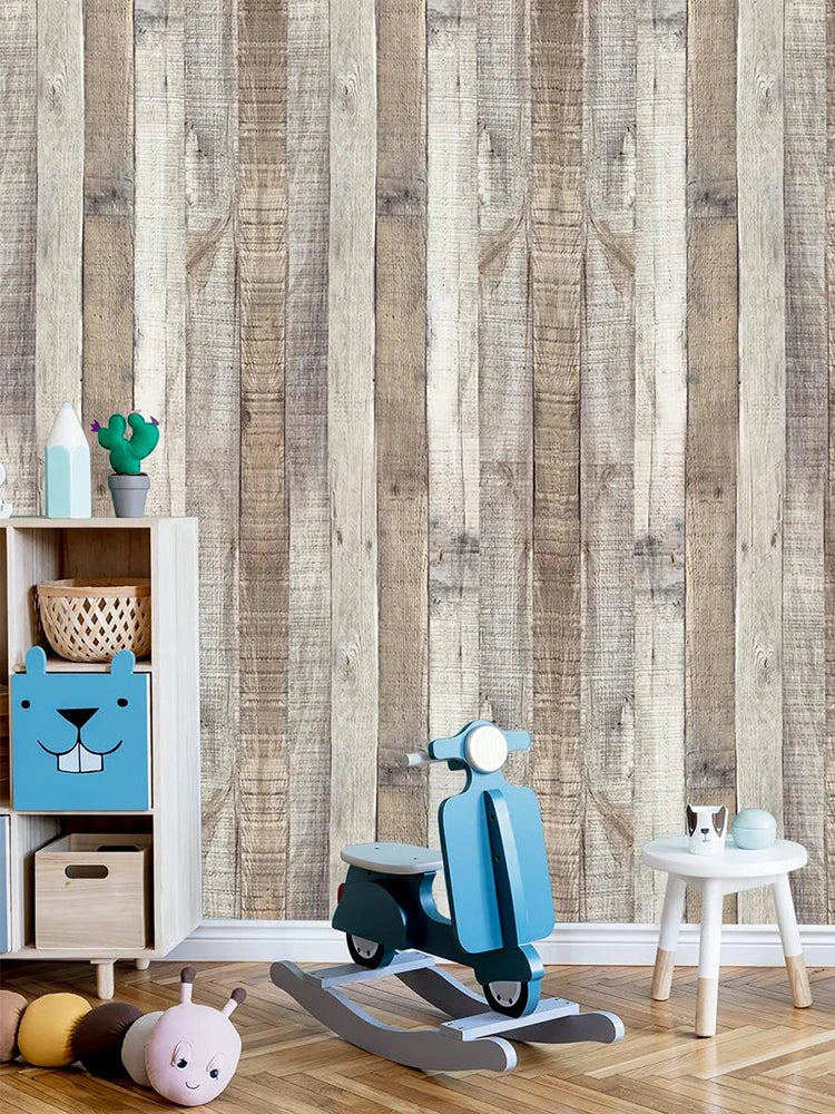 Vintage Self Adhesive Wood Wallpaper Natural Wood-dark Grey Contact Qme