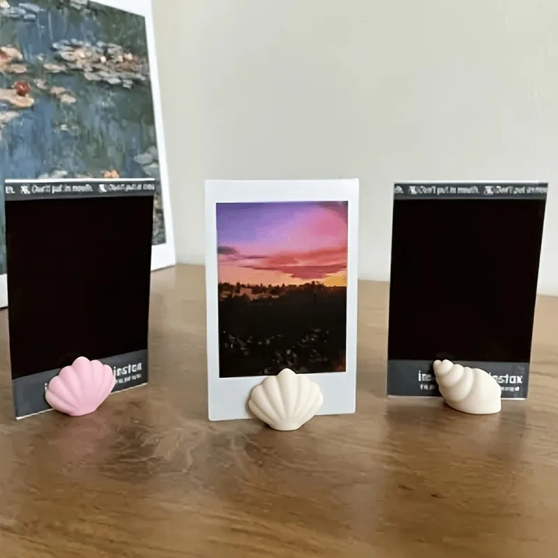 4pcs Shell & Conch Photo Clips, 3D Printed Desktop Stand, Cute Portable Note Card Holder Qme