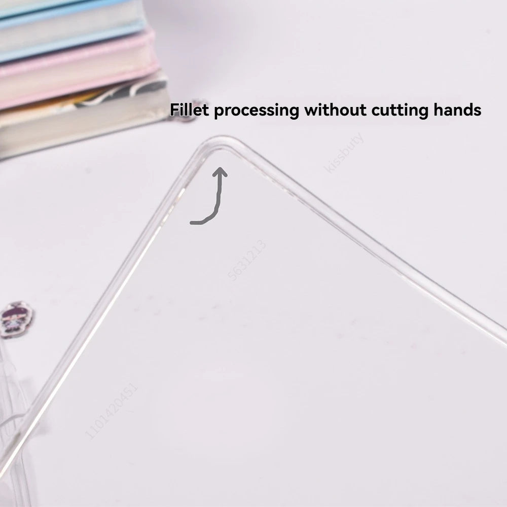 Transparent PVC Binder Clip File Folder A5/A6 Loose Leaf 6 Ring Binder Planner School Office Supplies Qme
