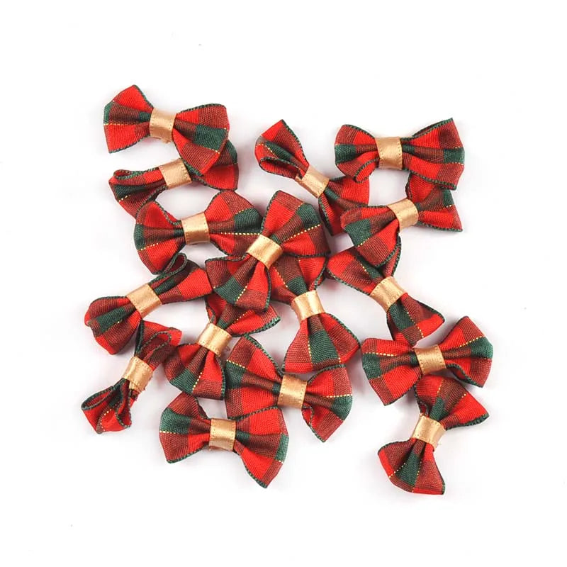 30Pcs 23-57mm Mixed Christmas Bows For Gift Flower Craft Decor Bowknot Ribbons Handmade Accessory Home Xmas Party DIY Supplies Qme