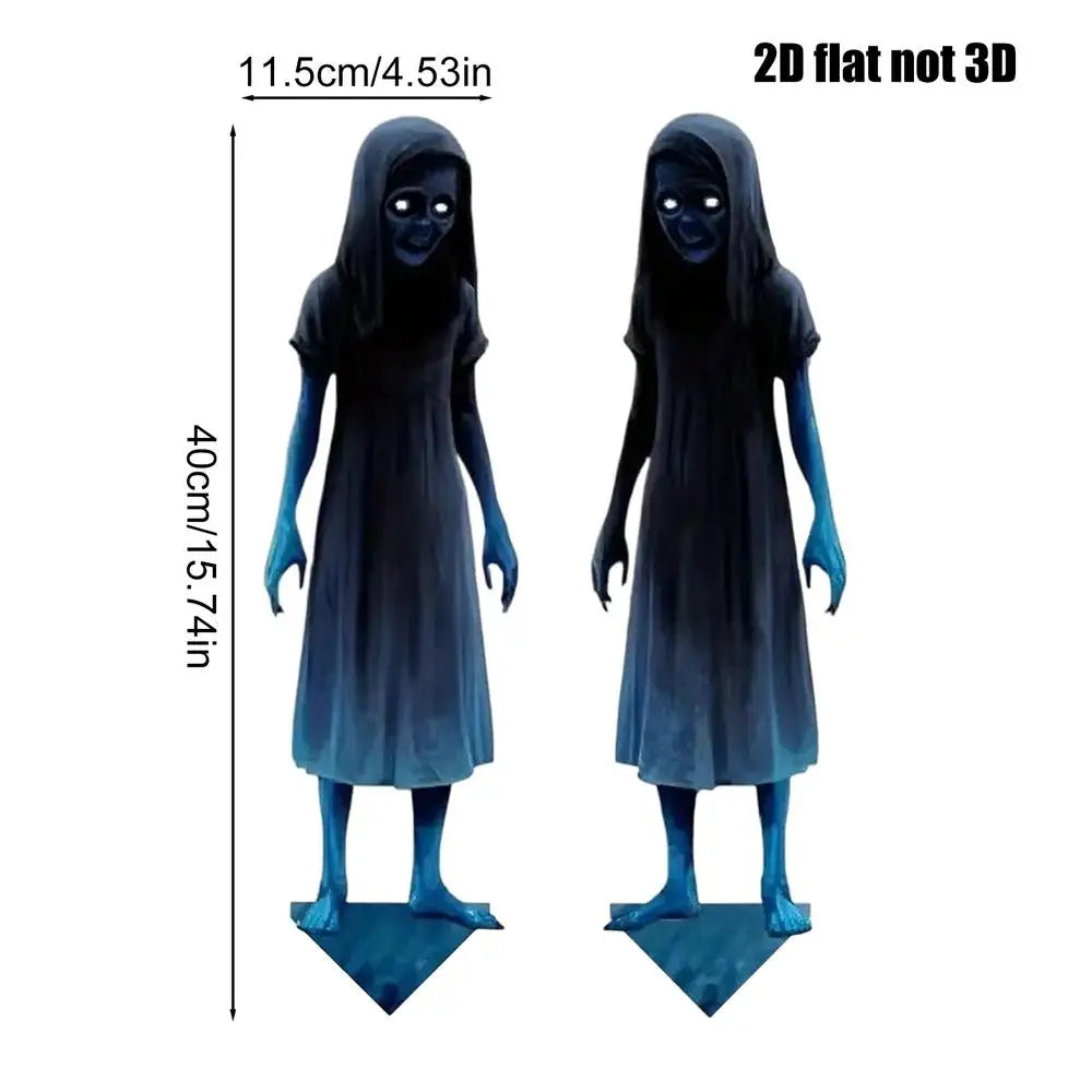 Haunted Twin Ghost Yard Signs Spooky Twins Outdoor Stakes Decorations Qme B China Mainland