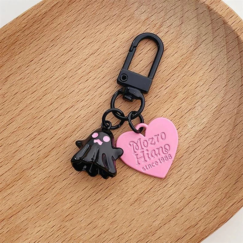 Cartoon Halloween Ghost Keychain Bag Keyring Pendant Mini Doll Girls Birthday Gift Toy Qme Black