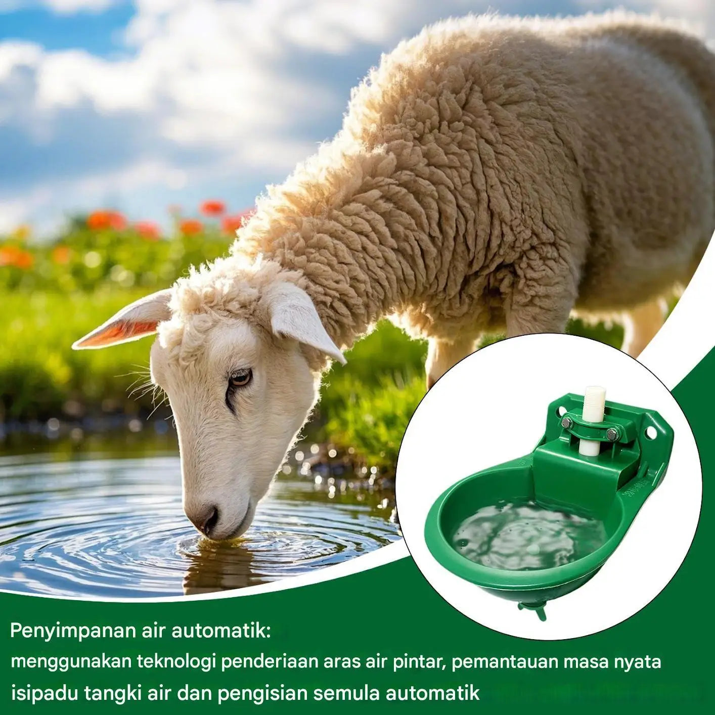 Goat Water Trough Horse Waterer Fountain Drinker Container Tank Farm Qme