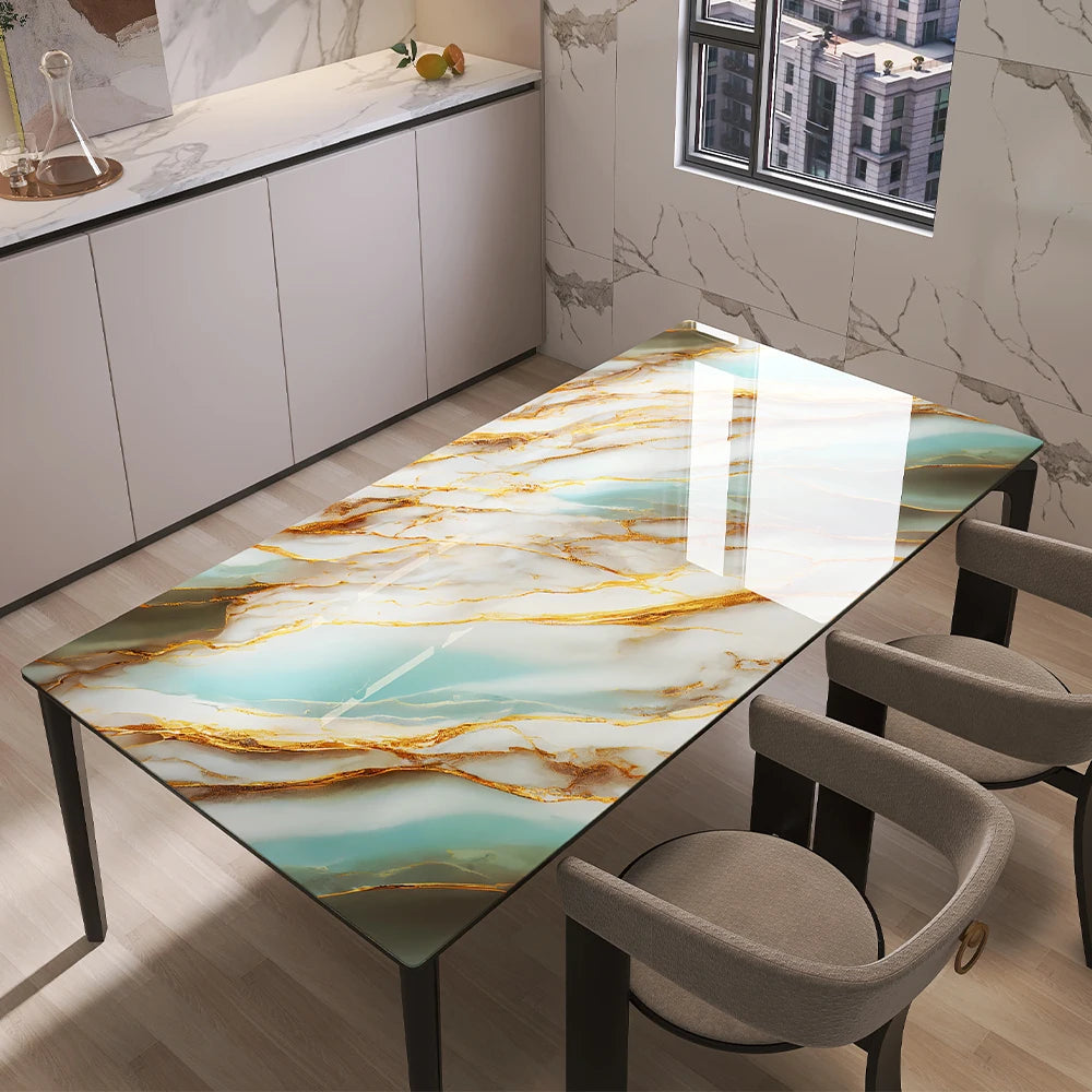 European Style Self Adhesive Wall Sticker Heat Resistant Moisture Proof Wallpaper Marble Pattern for Bedroom Living Room Kitchen Qme