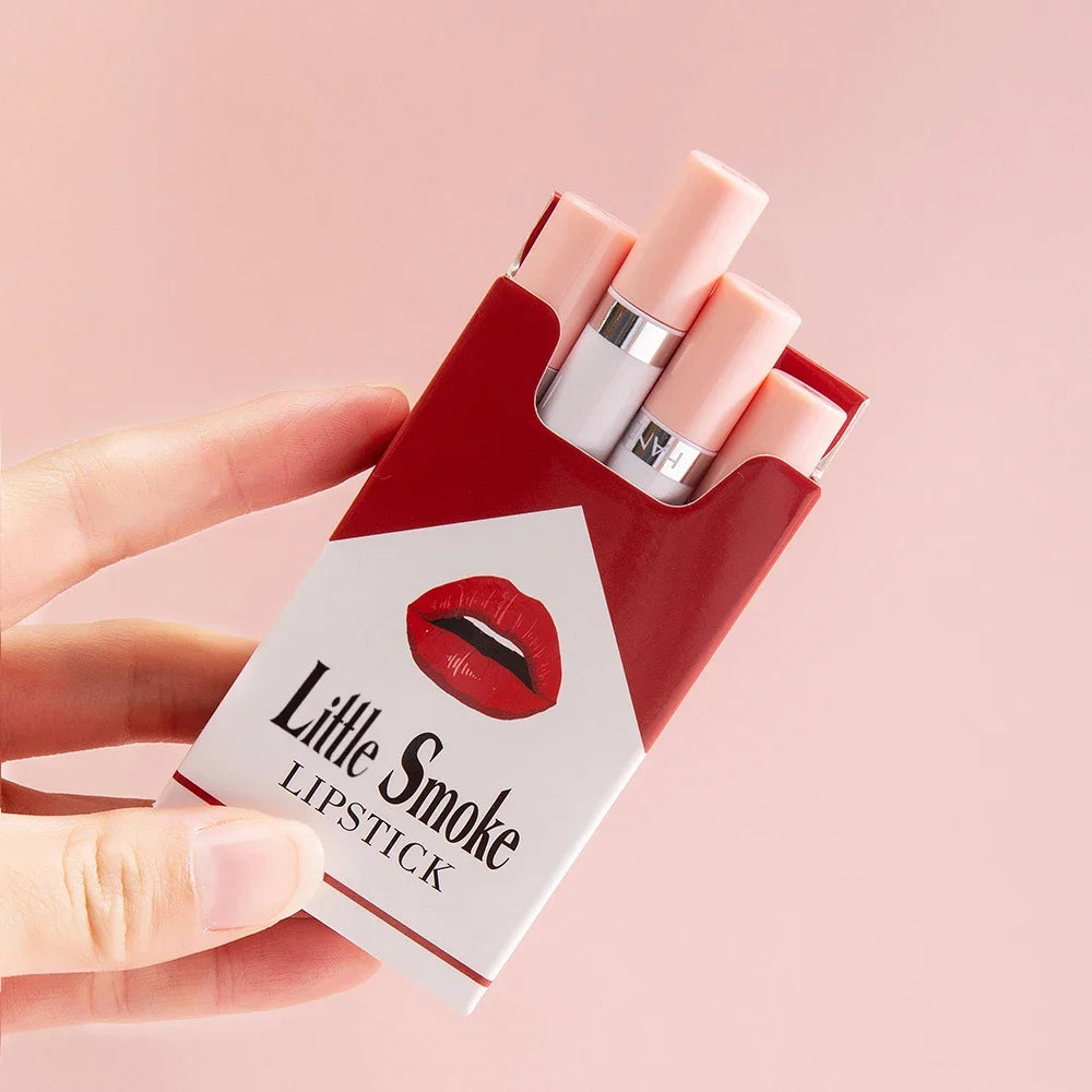 Creative Cigarette Lipstick Set 4 Colors Matte Long Lasting Waterproof Matt Lip Stick Tube Nude Red Lips Makeup Qme