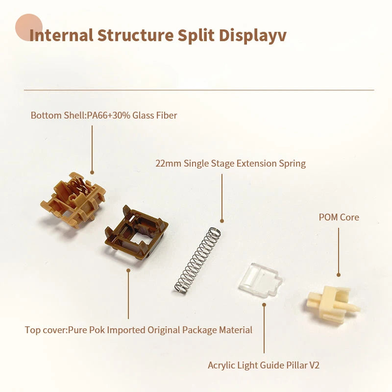 AULA Caramel Latte V2 Switch 45g Linear Pre-Lubed 5 Pins HotSwap Switches For Mx Mechanical Keyboard Gaming Custom Switch HIFI Qme