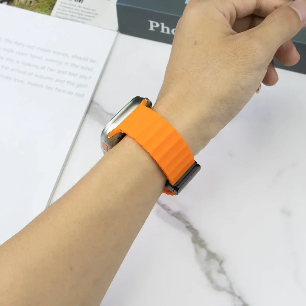 Strap For Apple watch band 49mm 45 44 40 41 38 42mm silicone magnetic buckle bracelet iWatch Ultra series 7 6 3 se 8 9 Ultra 2 Qme